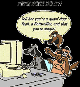 cartoon of dogs on computer telling lies