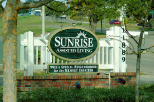sign for Sunrise Assisted Living facility